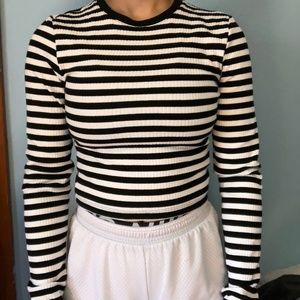 Long Sleeve Striped Crop Top NWOT
